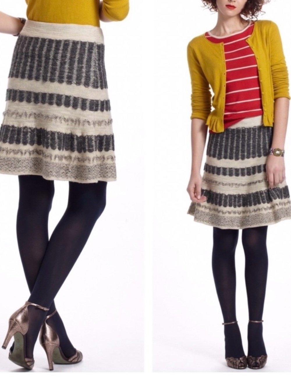 Sparrow Vermatt flounce cream gray skirt